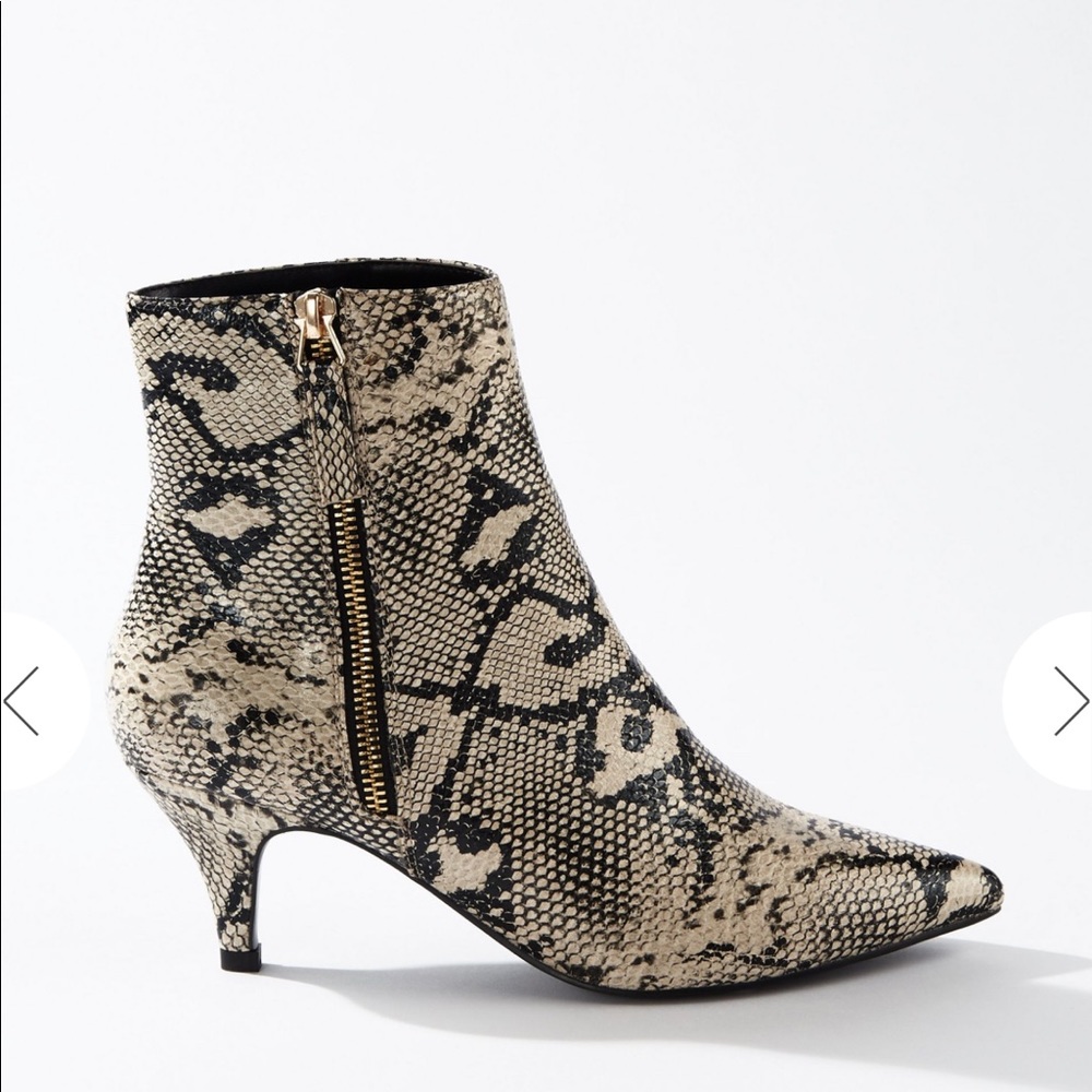 Snake Skin Kitten Heel Boots